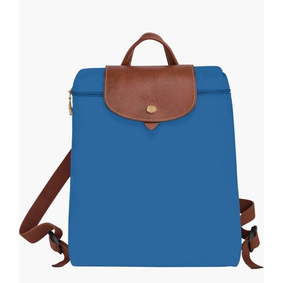 Longchamp Cobalt Le Pliage Original Nylon Leather Trim Foldable Backpack